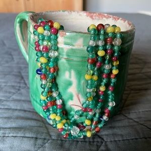 Vintage Green blown glass beaded necklace